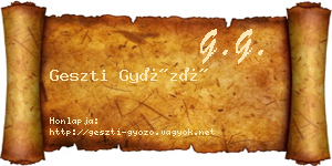 Geszti Győző névjegykártya